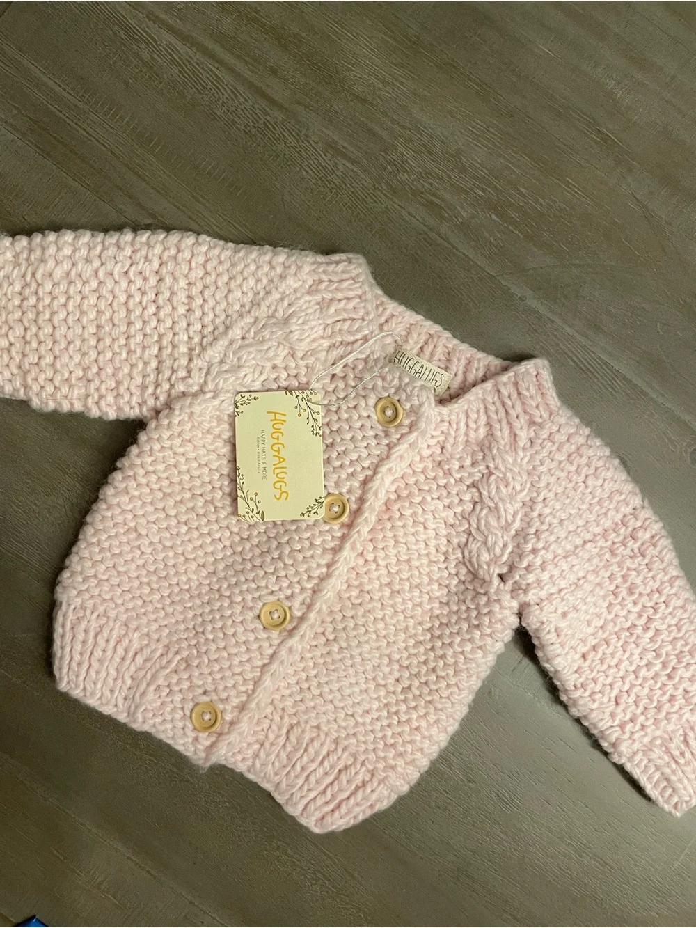 NWT Huggalugs Garter Stitch Cardigan Sweater - Blush Pink 6-12 months